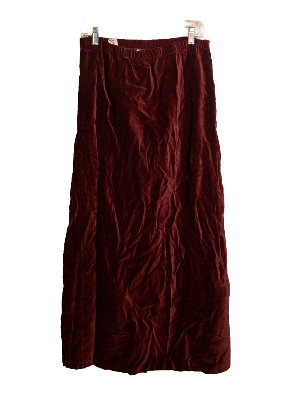 Vintage Barclay Square Maroon Velvet Midi Skirt - Made In The US - Medium